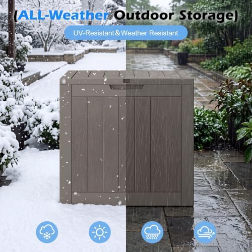 Outdoor Storage Box Waterproof, 32 Gallon Deck Box for Patio Storage
