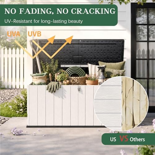 Outdoor Storage Shed, Resin Waterproof Storage Cabinet, Large Deck Box