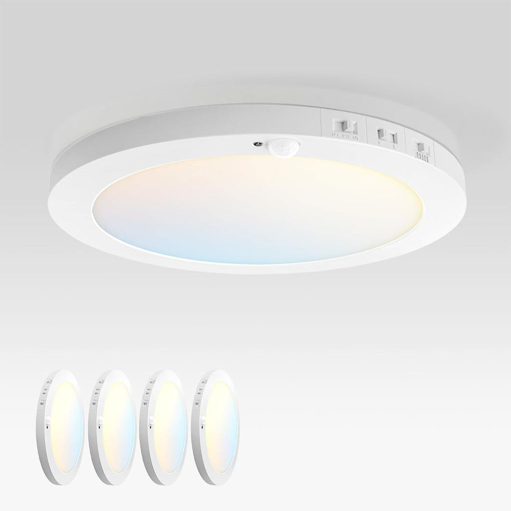 ASD LED 12" Round Flush Mount Ceiling Light Fixture, Low Profile Surface (4 Pack)