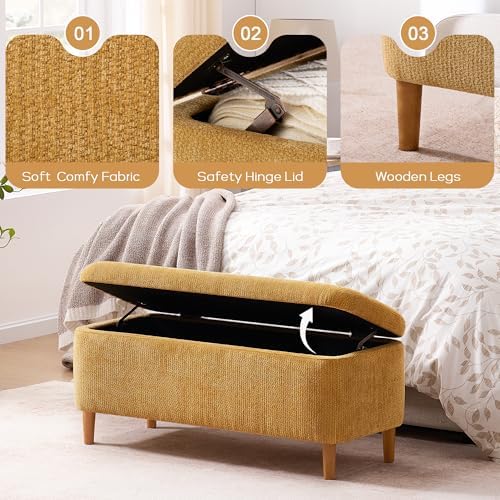 39.4" Ottoman with Storage Upholstered Storage Bench for Living Room