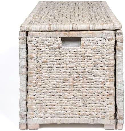 happimess Anada 30" Storage Trunk Wicker Weave Water Hyacinth, White Wash