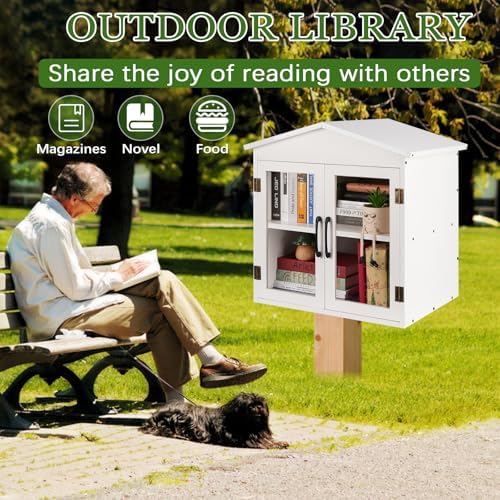 2-Tier Outdoor Library Outdoor Book Box Storage, 20x14x21 Inch