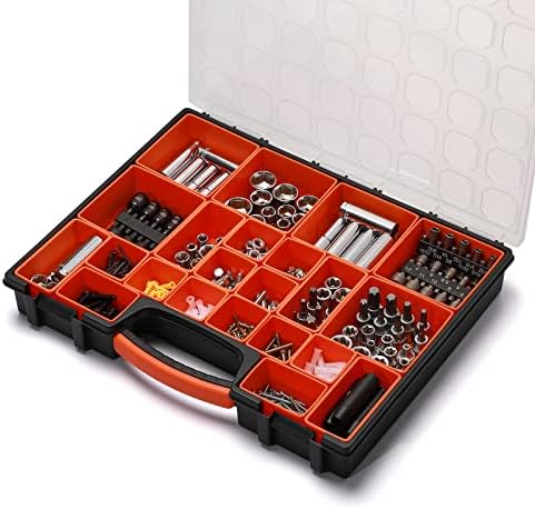 2PCS Multi-Purpose Toolbox, Professional Organizer with 22 Bin Compartments, Box Organizer for Hardware, Screws, Bolts, Nuts, Nails, Tools, Arts