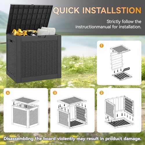 KAMABOKO Outdoor Storage Box, 34 Gallon Deck Box Outdoor Waterproof Small
