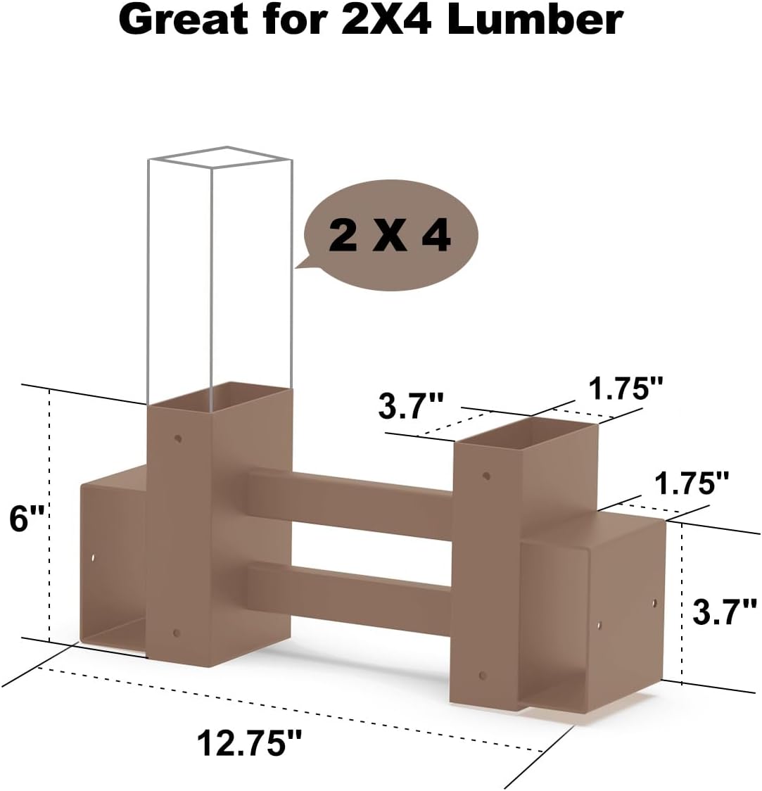 outdoor firewood rack bracket kit for 2x4 lumber, side view
