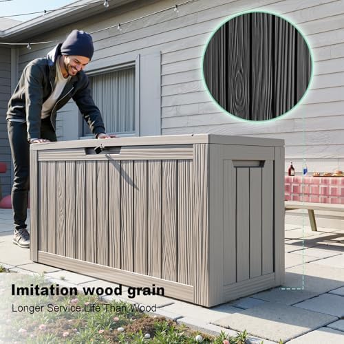 EasyUp 160 Gal Deck Box Waterproof Outdoor Storage Box Gray