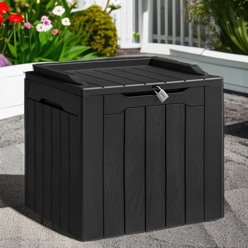 homall 31 gallon resin deck box waterproof outdoor, close-up detail