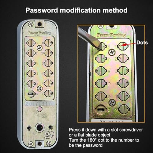 Qivine Mechanical Keyless Door Lock, Push Button Keypad Lock 1-11 Digitals