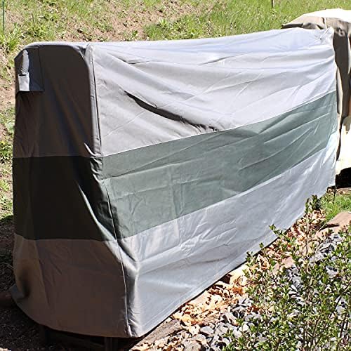 Sunnydaze 8-Foot Firewood Log Rack Cover, Gray with Green Stripe