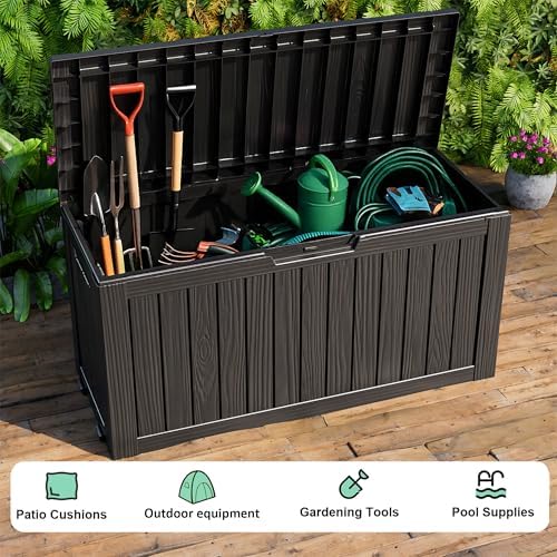 75 Gal Lockable Outdoor Storage Box Waterproof Deck Box
