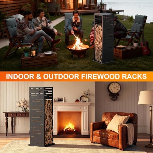 4ft Firewood Rack Indoor, Wood Rack, Metal, 1000 lbs (Rectangle)
