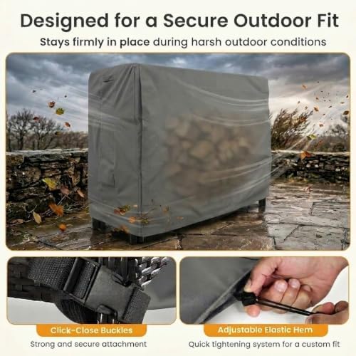 4 Log Rack Cover 4ft, 4 Feet, Grey