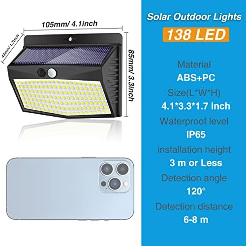 peasur solar motion sensor outdoor light 10pack, 138 showing dimensions