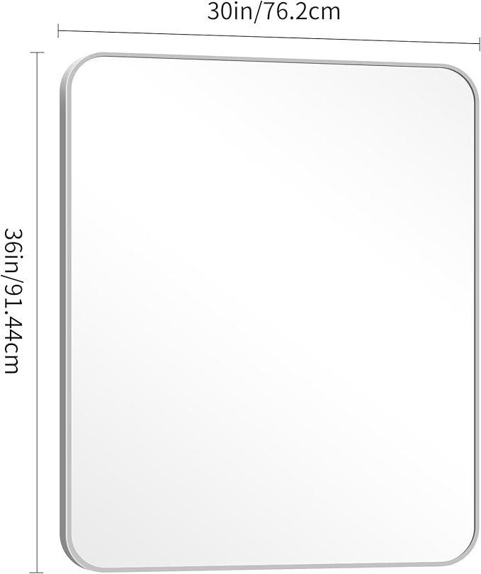 30" x 36"Bathroom Mirror, Decorative Rectangular Vanity Mirror