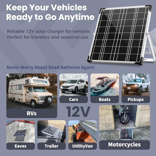 Voltset 20W 12V Solar Panel Battery Charger Trickle Maintainer Kit