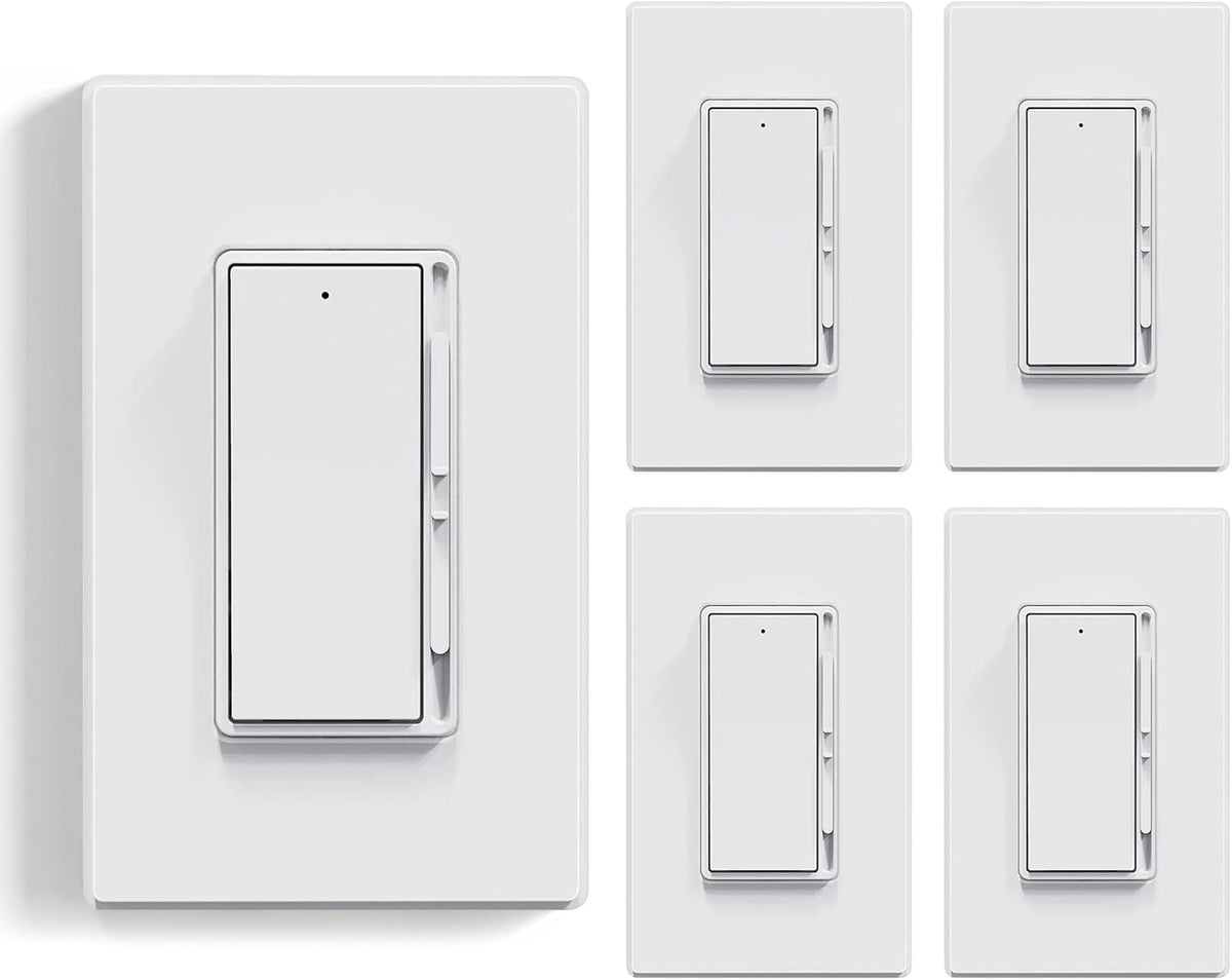 ELEGRP Dimmer Light Switch for 300W Dimmable LED/CFL Lights and 600W INC/HAL (5 Pack)