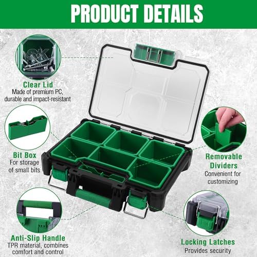 SK 13.5-Inch Small Part Organizer, Portable Tool Box Organizer, IP65