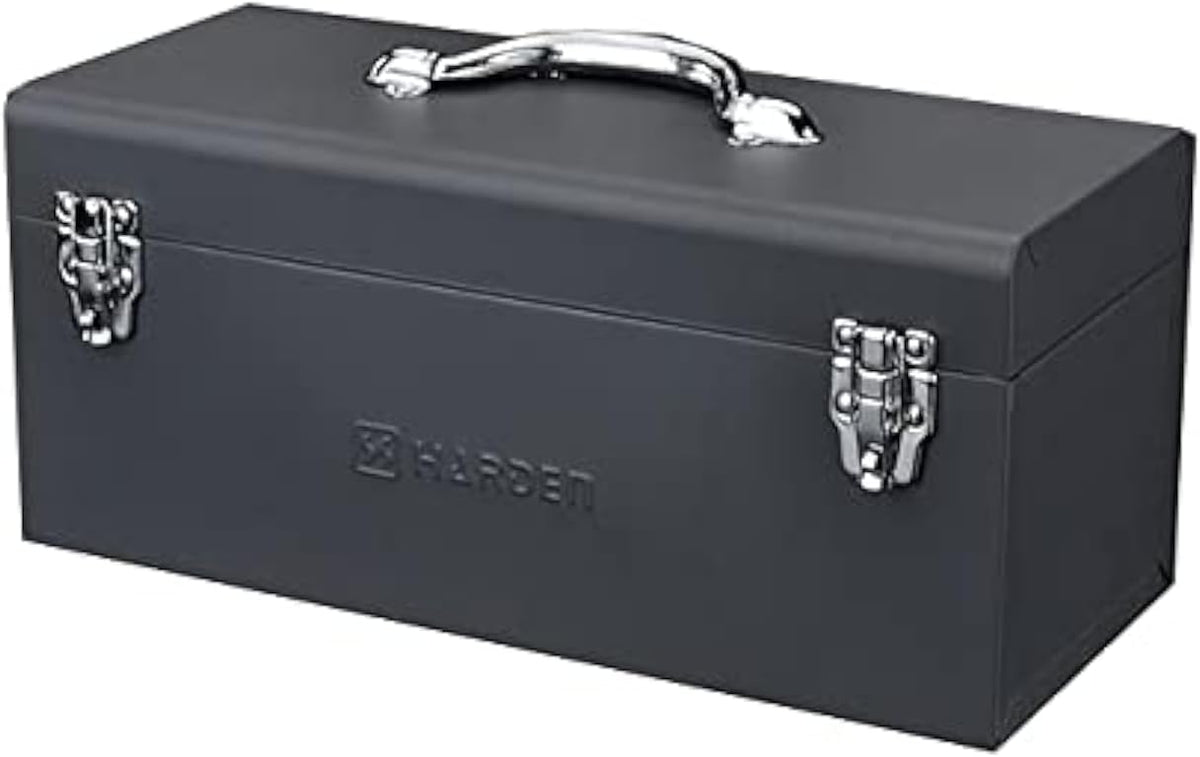 Edward Tools Metal ToolBox - Heavy Duty Portable Tool Box with Organizer Tray and Handle - Solid Metal Locking Latches - Scratch Resistant Finish (19")