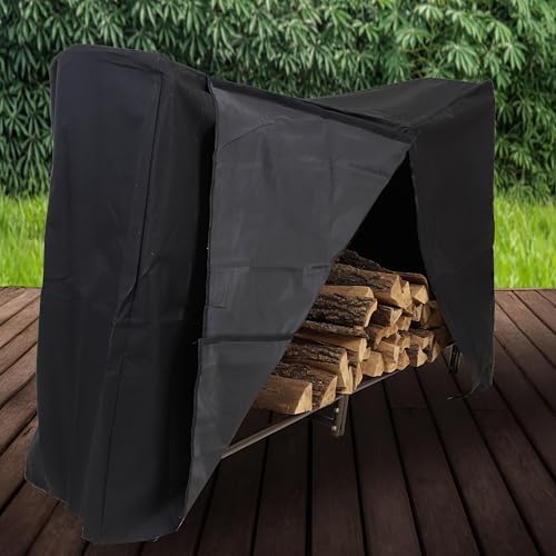 Sunnydaze 6-Foot Firewood Log Rack Cover, Black