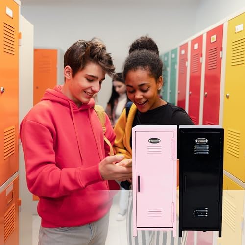 YOBRO Mini Locker with Lock, 2 Keys, 24 Magnetic Stickers, Pink