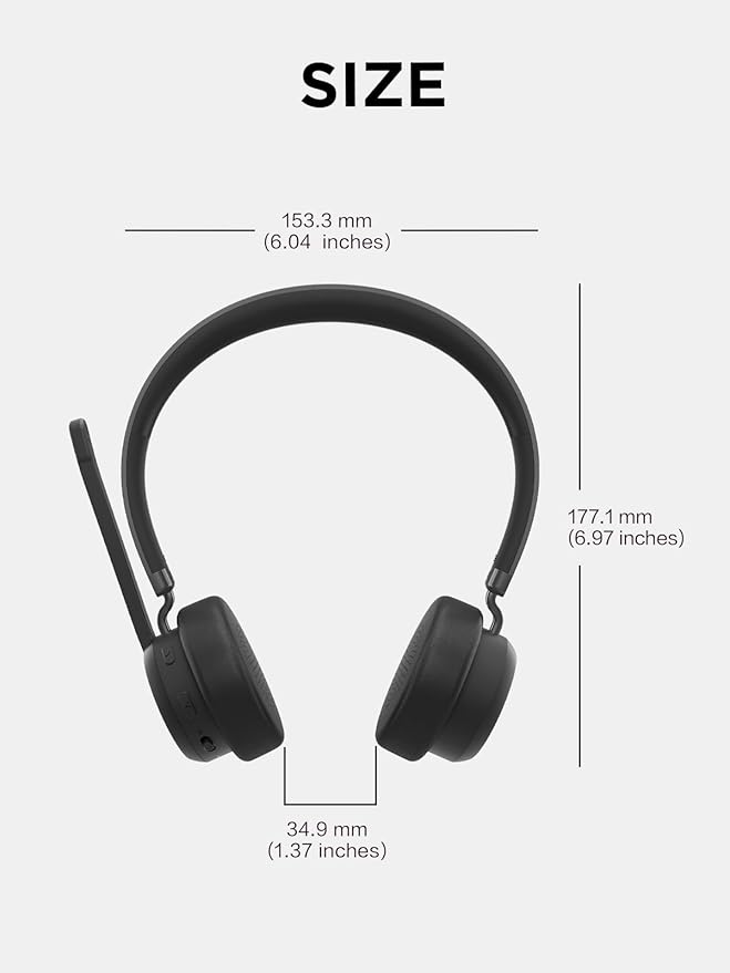 Lenovo Wireless VoIP Headset Teams Certified, Noise-Canceling Mic, USB-A