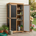 66-Inch Outdoor Storage Cabinet with 3 Adjustable Shelves