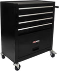4-Drawer Heavy-Duty Rolling Steel Tool Cart with Handle&Wheels, Black Metal Storage Cabinet, Tool Chest for Efficient Tool Storage in Garage, Warehouse, Workshop, Repair Shop