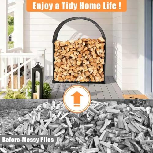 Heavy Duty Firewood Rack with Top Cover, Outdoor Indoor Use, 700 LBS Capacity, Waterproof Galvanized Steel Fire Log Holder for Fireplace,Patio, Stylish Metal Fire Wood Storage Organizer Racks
