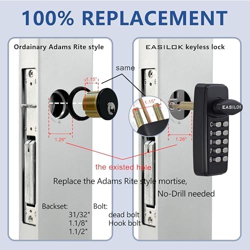 Keyless Keypad Storefront Door Lock Mechanical Commercial Lock