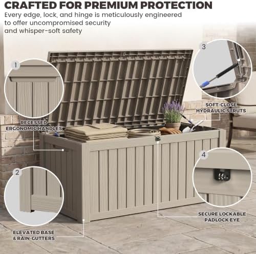 Outdoor Storage Box,150 Gallon Waterproof Deck Box [Upgraded 3.0]