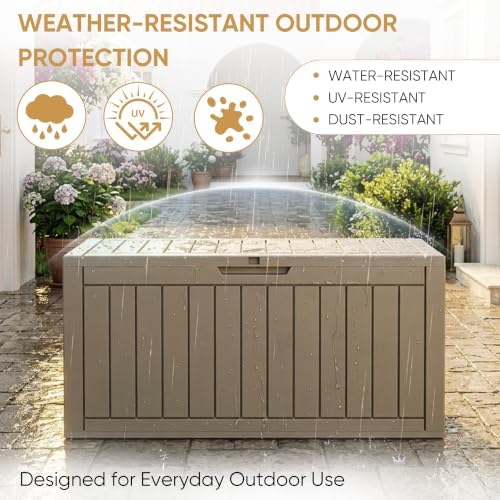 150-Gallon Lockable Deck Boxes, Waterproof Outdoor Storage Box for Patio
