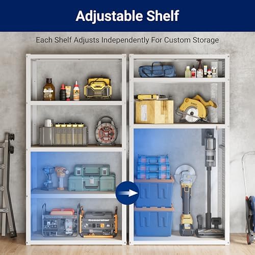 FLEXIMOUNTS 117"L Modular Garage Storage Cabinet with Workbench, White