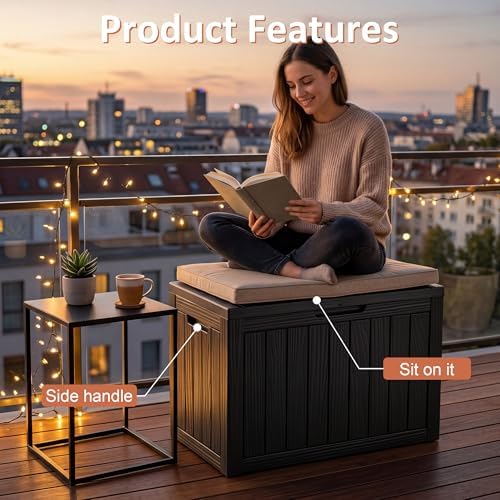 55 Gal Outdoor Storage Box Waterproof Lockable Deck Box