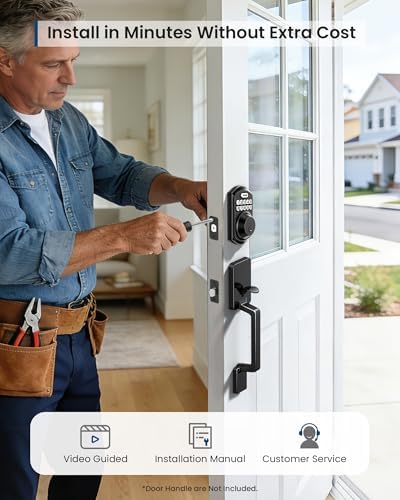 TEEHO TE011W WiFi Keypad Deadbolt, Smart Locks for Front Door, Matte Black