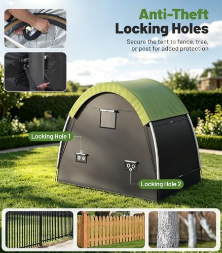 Housolution Anti-Theft Bike Storage Tent with Rain Cover for 2-3 Bikes
