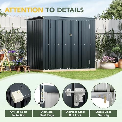 6 x 3 FT Trash Can Storage Shed with Lift-Up Lid for Backyard