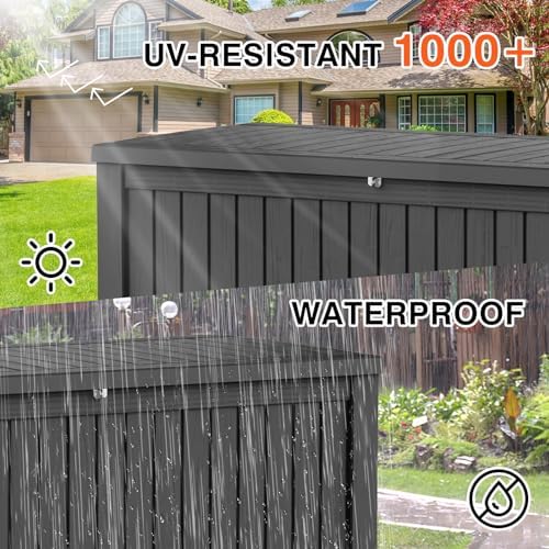 180 Gallon Outdoor Storage Box Waterproof Lockable,Black