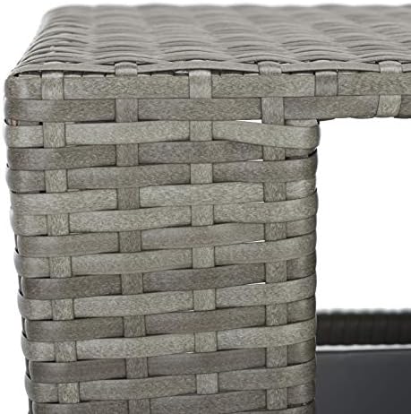 SAFAVIEH Outdoor Mazeli Wicker Trash Can, 35.1" Grey PAT7512B