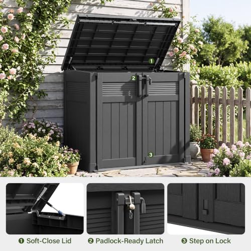 Bifanuo 51 Cu Ft Resin Outdoor Storage Shed, Horizontal Storage Cabinet