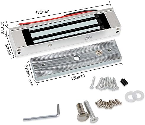 Full Kit Door Access Control System 125KHz RFID Keypad Reader Metal Case + 180KG Electromagnetic Lock + DC12V 3A Power Supply Controller + Door Exit Button + 10pcs Keyfobs