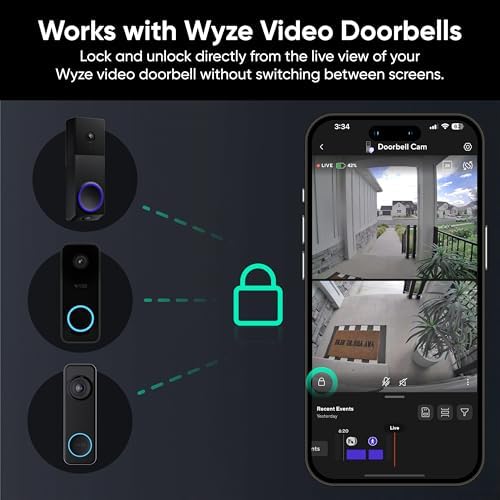 Wyze Auto-Lock Bolt v2, Fingerprint Keyless Entry Smart Lock, AI Learning Scanner with Wi-Fi Front Door Lock Deadbolt, Auto-Lock, 8 Months Battery, BHMA2, IP53, Anti-Peep Keypad, Backup Keys