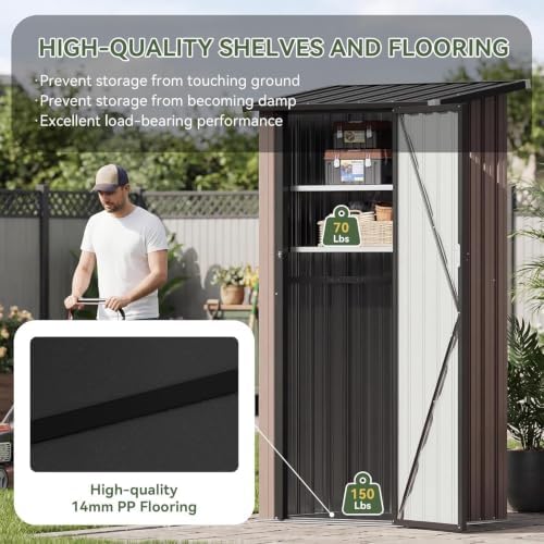 Aoxun Outdoor Storage Cabinet Shed with Floor, Small Vertical Cabinet