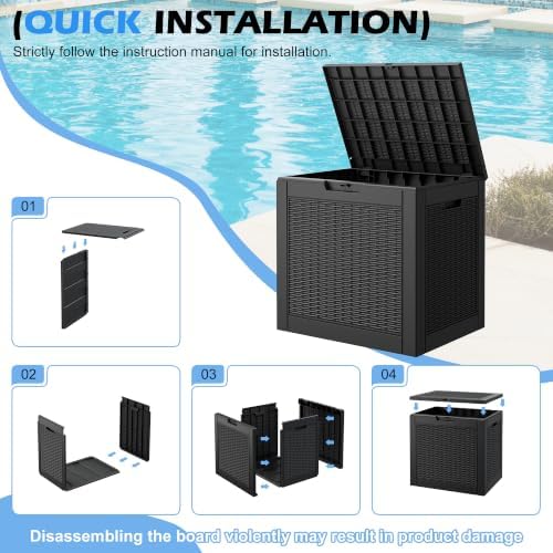 32 Gallon Outdoor Storage Box Waterproof Deck Box Patio Storage