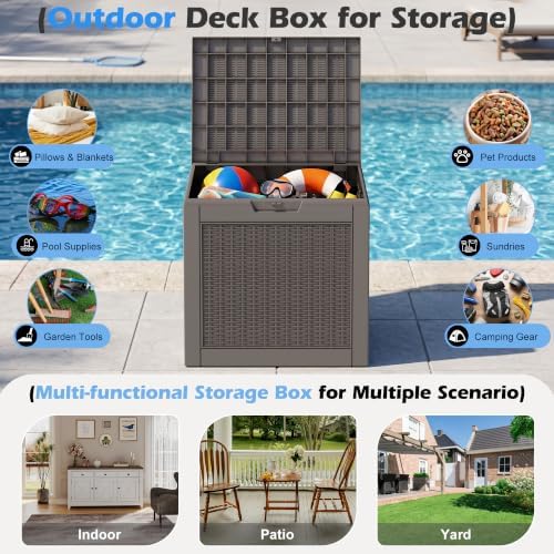 Outdoor Storage Box Waterproof, 30 Gallon Deck Box for Patio Storage