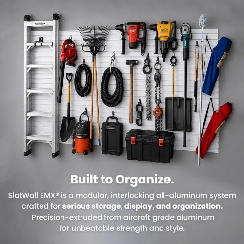 DLDIRECT DiamondLife Aluminum Slatwall Panel Garage Wall Organizer Heavy Duty Wall Mounted Slat Wall Rack, Interlocking Paneling for Garage Wall Slat Board Storage System - Black (2'H x 4'W)