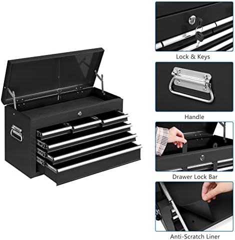 TUFFIOM 8-Drawer Rolling Tool Chest, Tool Storage Cabinet w/Lockable Wheels, Detachable Top, Drawers & Side Hooks, Mechanic Tool Organizer Box for Garage Warehouse Repair Shop