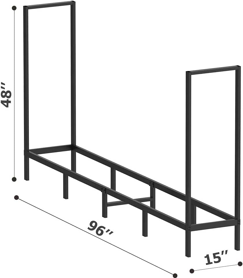8 feet firewood rack outdoor, heavy duty log shown in use