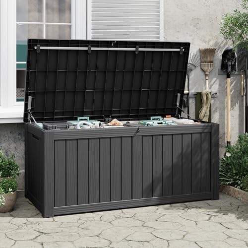 Outdoor Storage Waterproof Deck Box for Patio (150 Gallon, Black)
