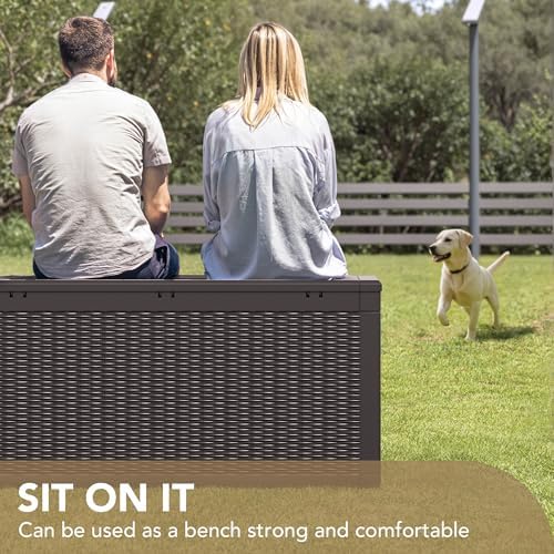 Devoko 100 Gallon Waterproof Deck Box, Resin Large Outdoor Storage Box