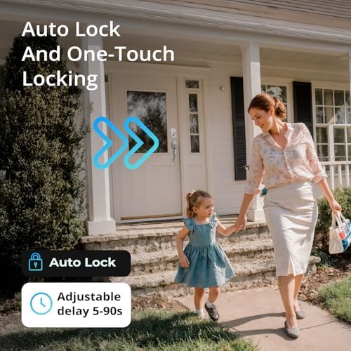 Miko i9 Keypad Door Lock with Handle Set – Fingerprint Keyless Entry Front Door Lock, Electronic Deadbolt with Lever Handle for Exterior Door, Auto-Lock, 100 Fingerprints and Codes